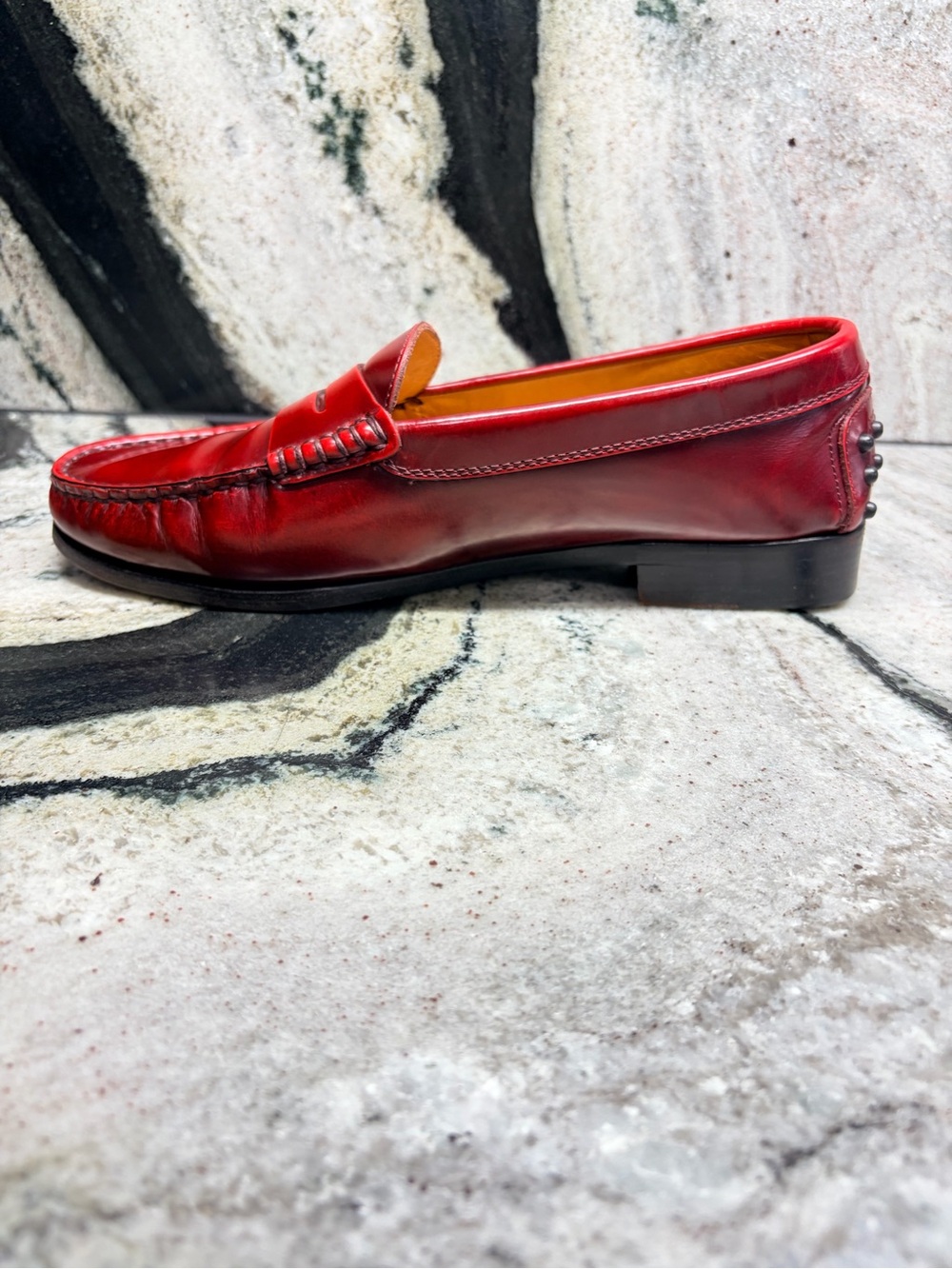 Tod’s Women’s Red Leather Penny Loafers Italy EU 38 US 8 Driving Shoes - Picture 8 of 11